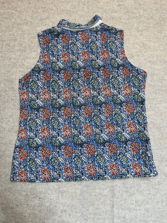 Vintage Arizona Womens Floral Sleeveless Polo Tank Top Shirt Cotton 90s XL - Picture 9 of 9